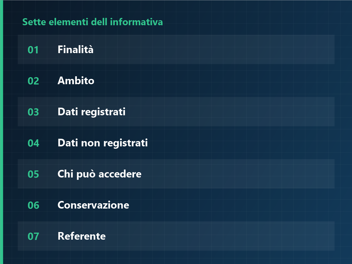 Sette elementi dell informativa